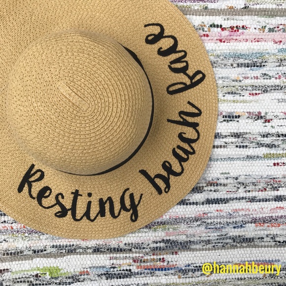 Hannah Beury Accessories - "Resting Beach Face" Embroidered Floppy Beach Hat