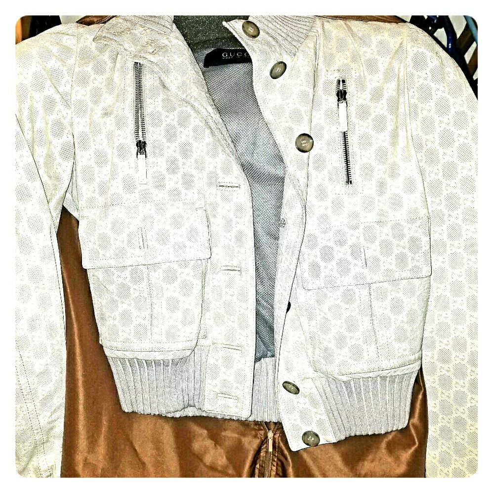 Auth.. Gucci Leather Bomber