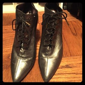 Sigerson Morrison Silver Lace Up Booties