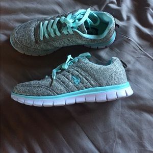 Tiffany blue and grey polo workout shoes