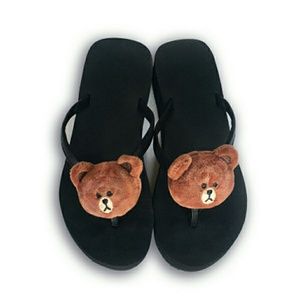 Sweet Cartoon thong wedge flip flops for women