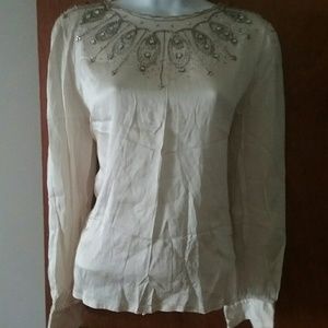 Silk Beads Back Botton Down Shirt