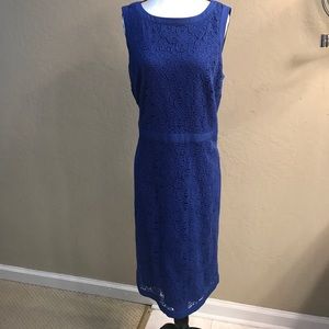 Ann Taylor Blue lace sheath dress