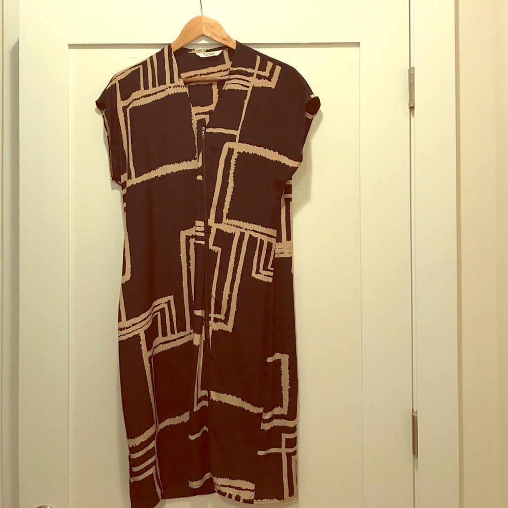 Silk asymmetrical zip dress