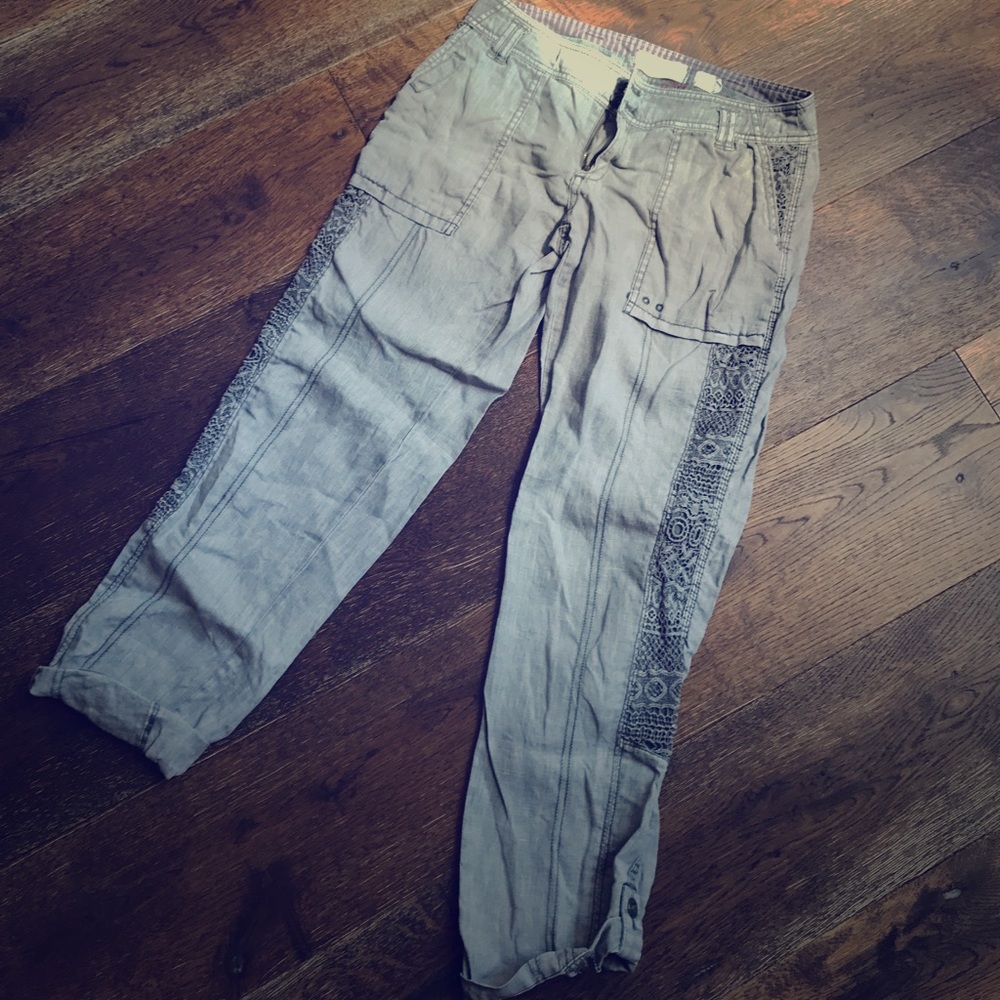 Crop linen cargo pants
