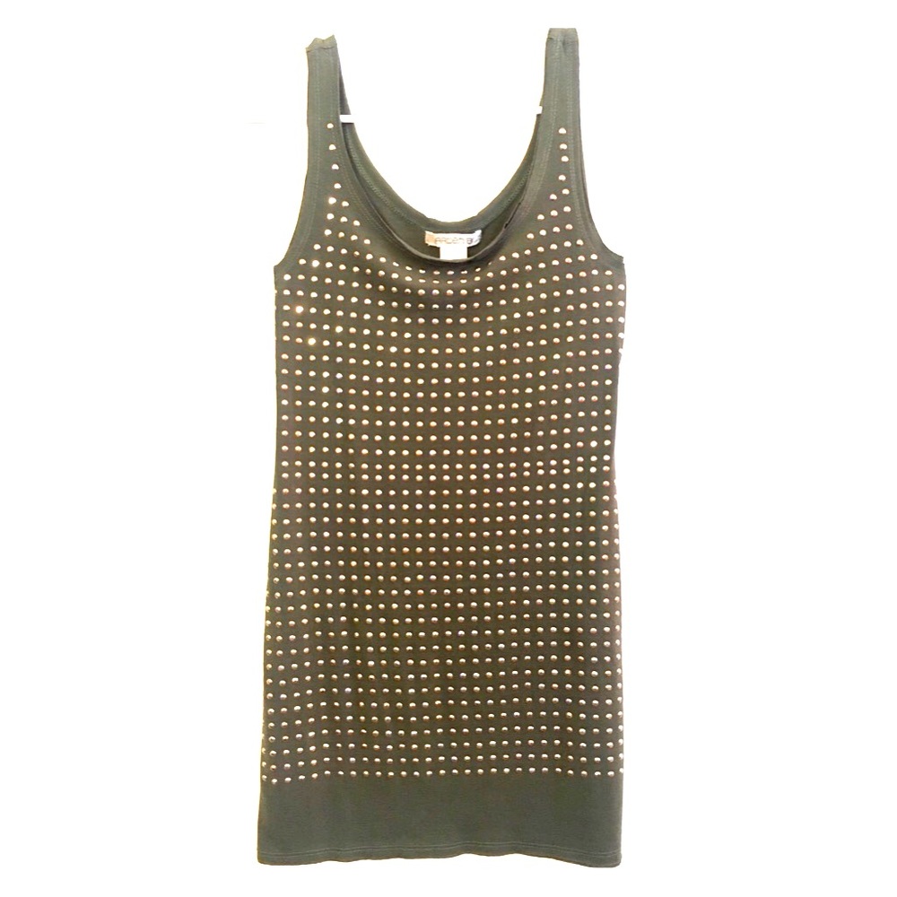 Olive Tunic Tank with Gold Studs