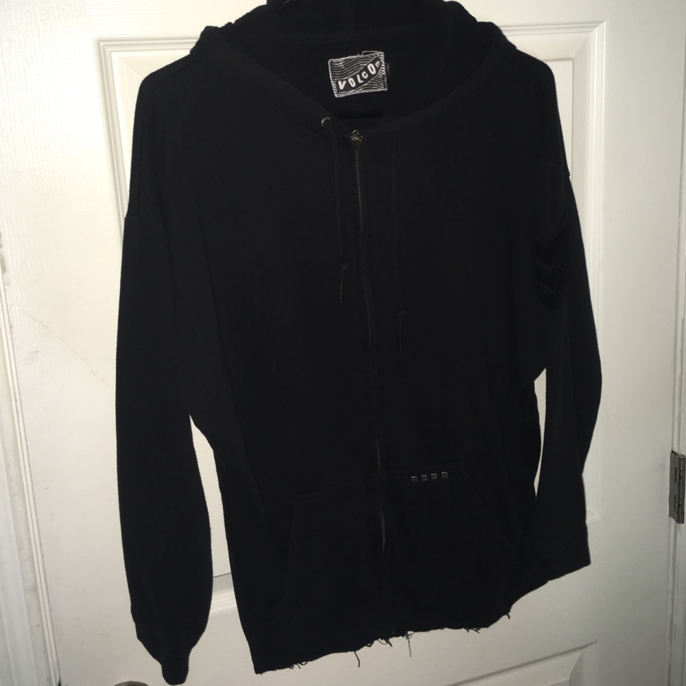 Black Volcom Zip Up Hoodie Size Small