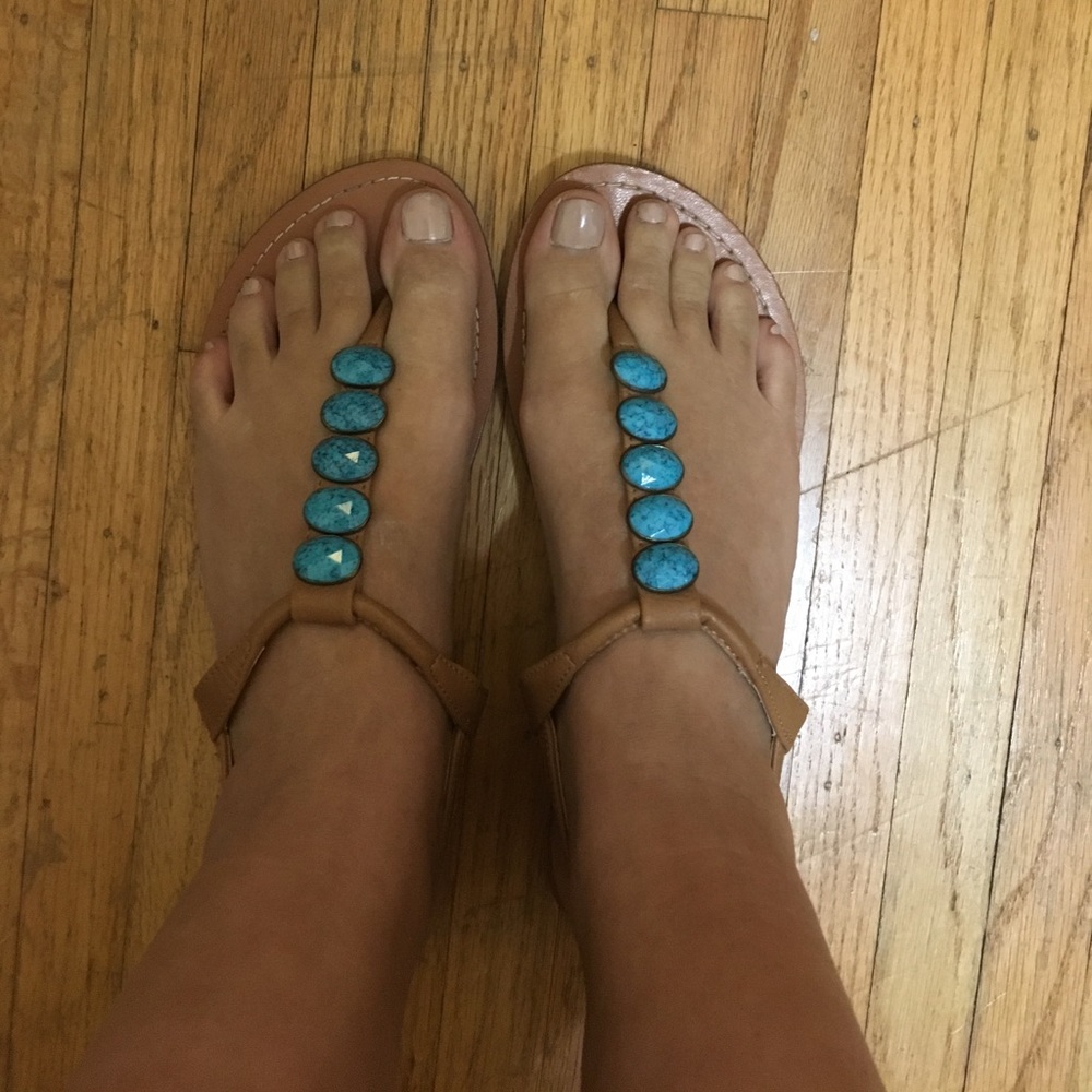 Tan/Turquoise sandals 💎