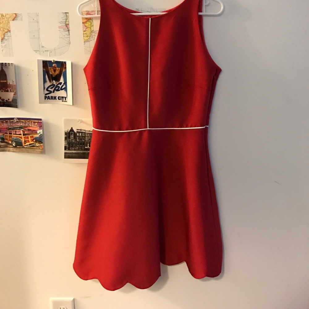 Camilyn Beth Red Scalloped Dress