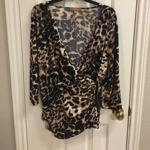 Leopard print wrap blouse