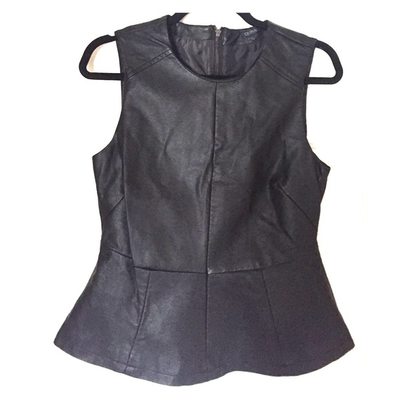 Faux Leather Peplum Top - Picture 1 of 4