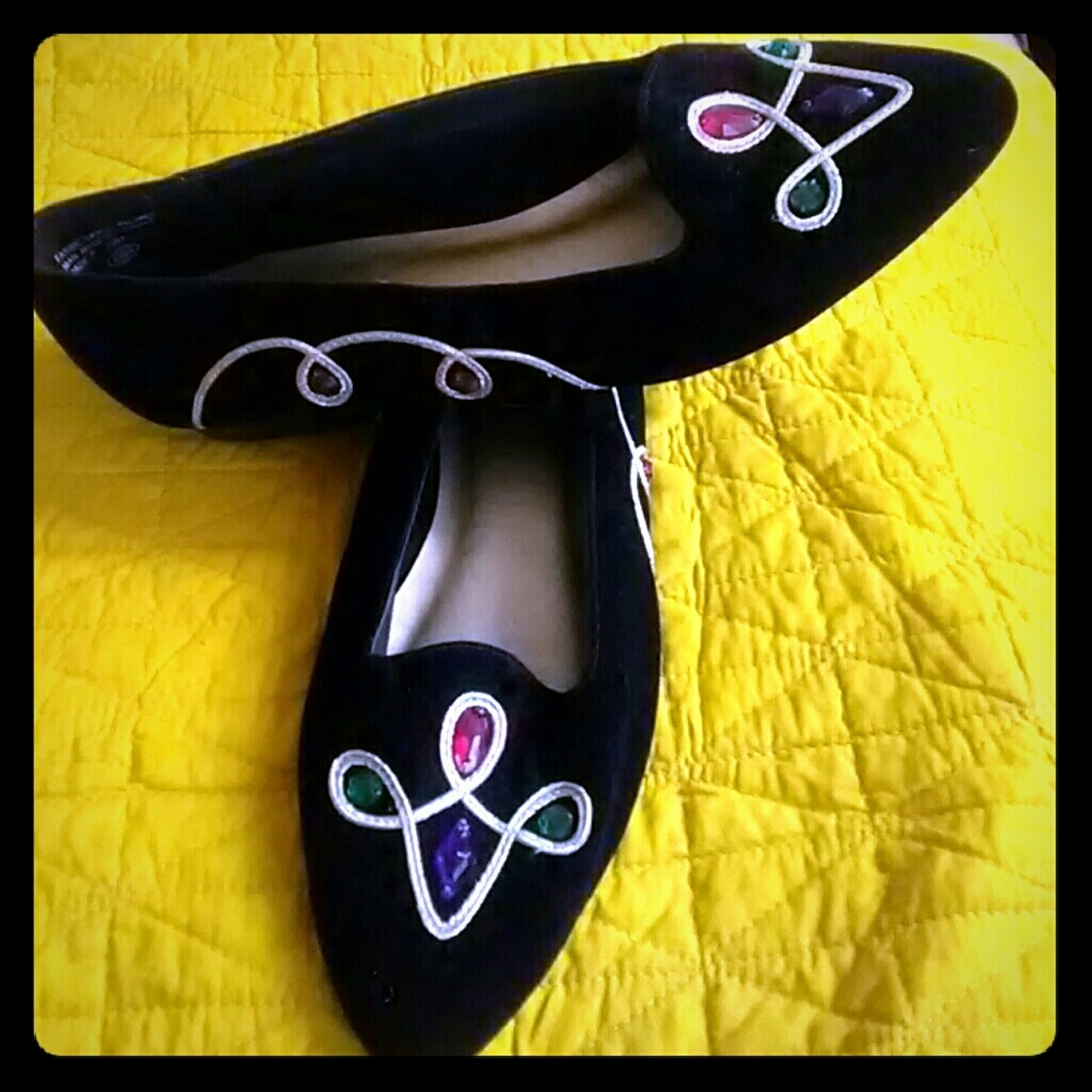 Vintage ellemenno velvet smoking slipper