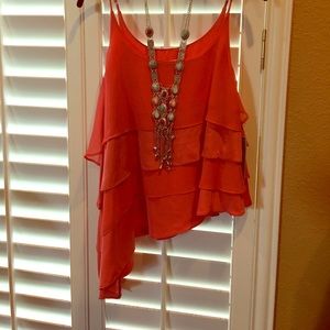 NWT J Lo for Kohl's Coral Asymmetric Tank