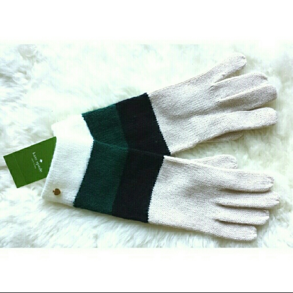 NWT Kate Spade Color Block Striped Gloves