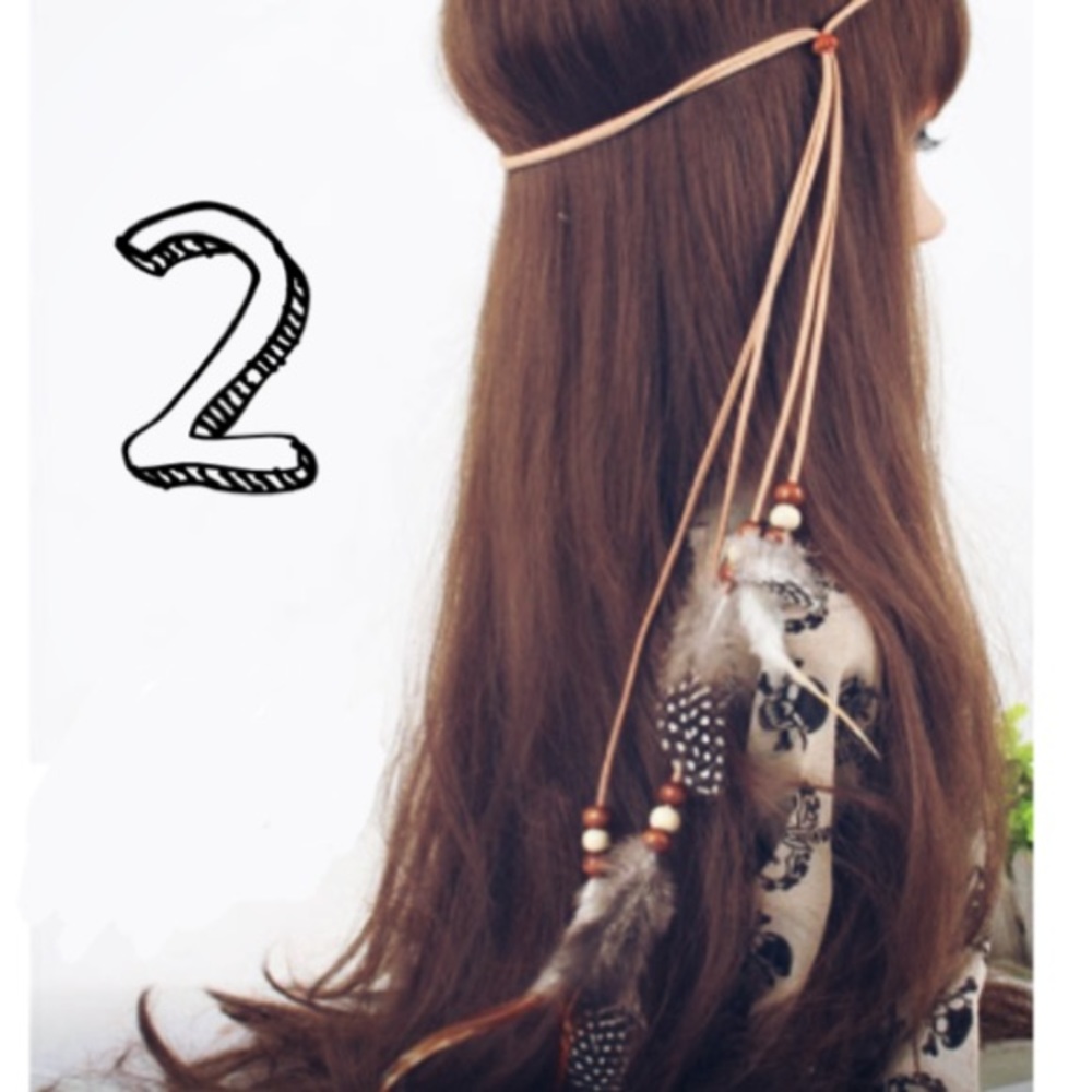 4 styles! bohemian feather head wrap headband - Picture 3 of 8
