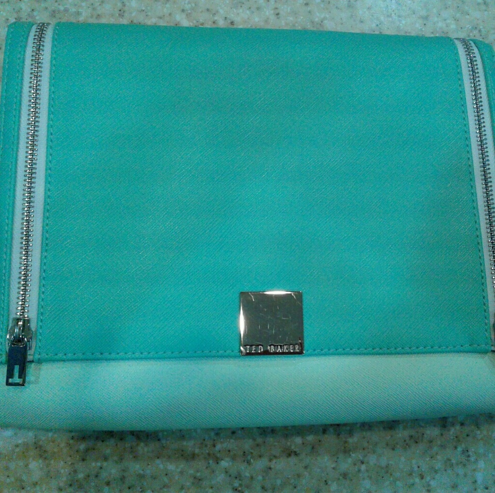 Ted Baker Two Tone Turquoise/Baby Blue Clutch NWOT