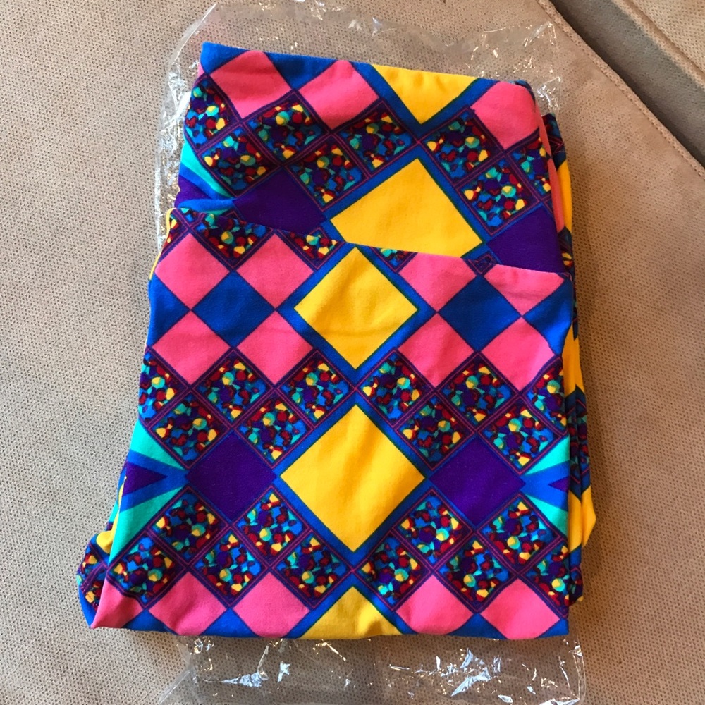 NIB Lularoe OS leggings pink purple yellow - Picture 1 of 5