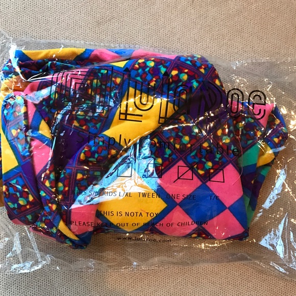 NIB Lularoe OS leggings pink purple yellow - Picture 2 of 5