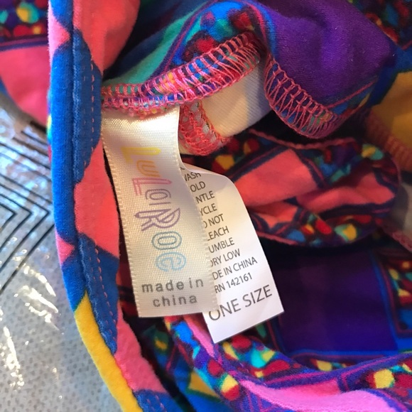 NIB Lularoe OS leggings pink purple yellow - Picture 4 of 5
