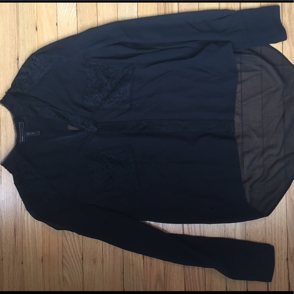 BCBG black lace blouse