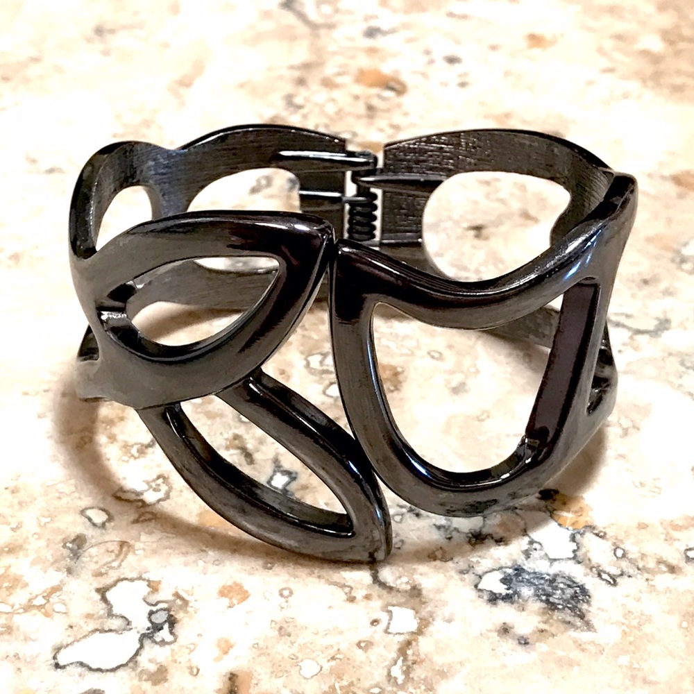 Dark silver abstract bangle