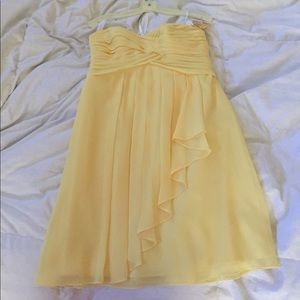 David's Bridal Crinkle Chiffon Dress w/ Cascade