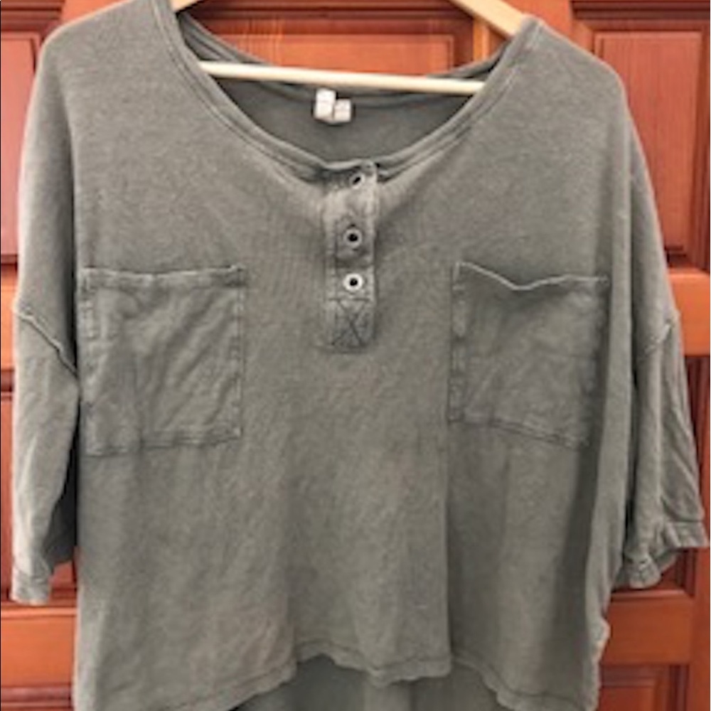 Free people army green over sized top sz s