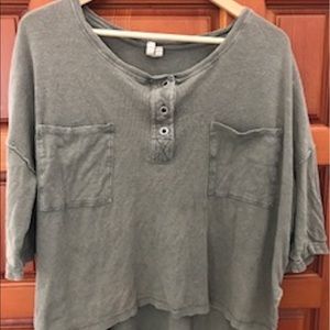 Free people army green over sized top sz s