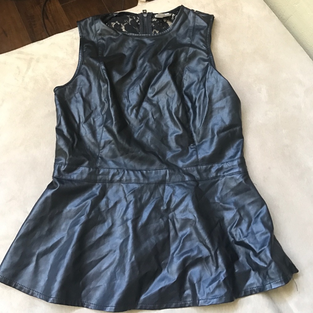 Cute tulip back pleather top