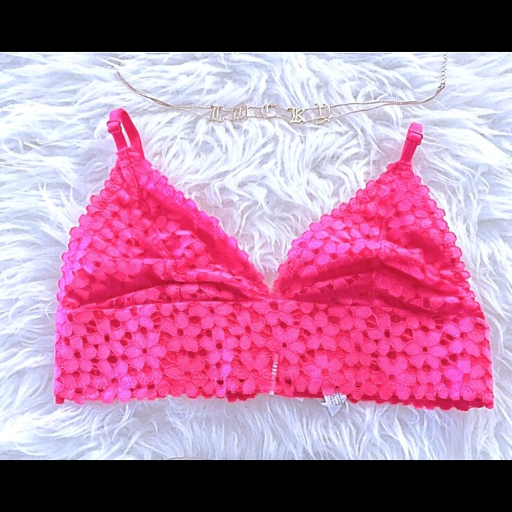 NWT Floral Lacey Pink Triangle Bralette