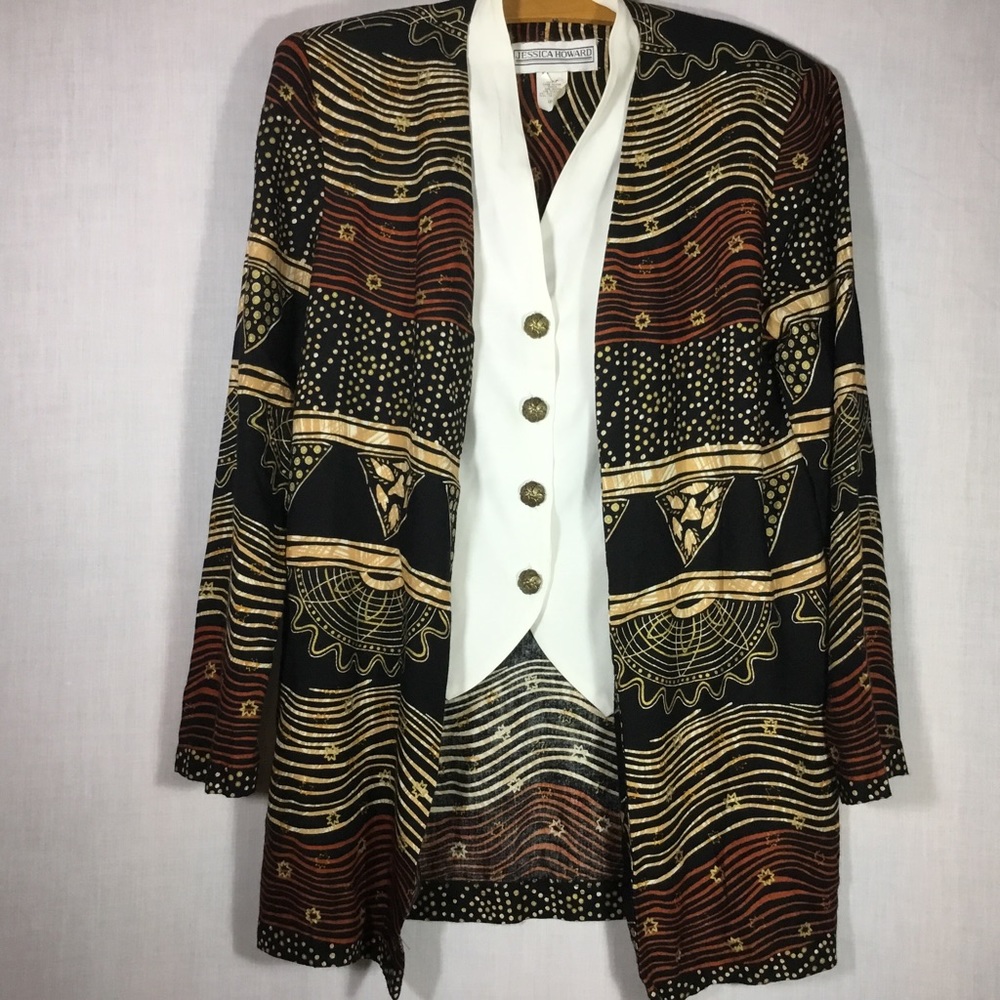 Jessica Howard Top One Piece Faux Vest Sz 8 Blouse