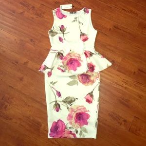 White floral peplum dress