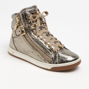 MICHAEL KORS gold "glam" high top sneaker