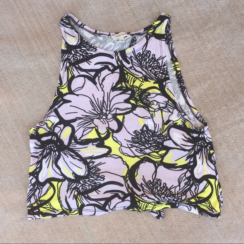 River Island Floral Crop Top Open Back