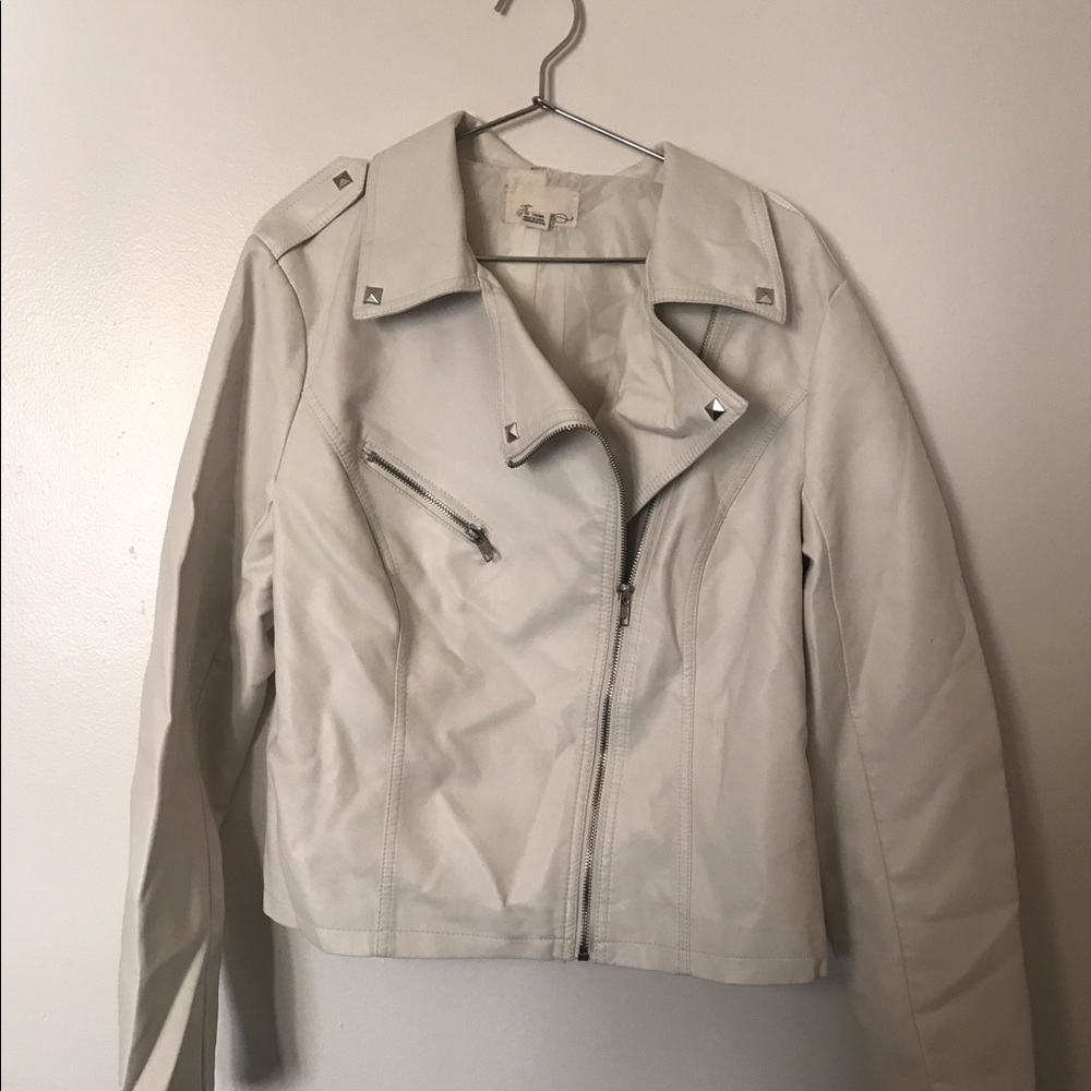 White studded leather jacket
