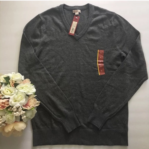 NWT Merona Mens Gray V Neck Lightweight Sweater S - Picture 1 of 5