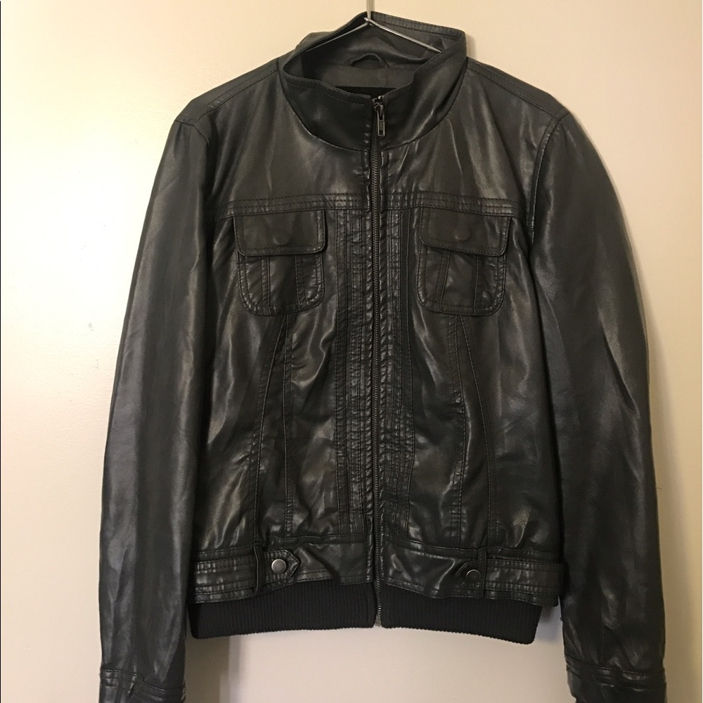 Dark Grey Leather Jacket