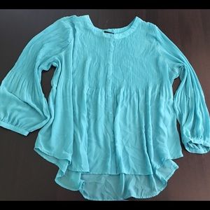 Beautiful Aqua Long Sleeve Blouse