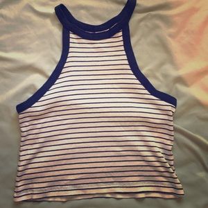 Navy and white striped H&M divided basic top