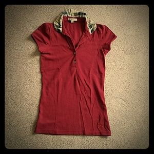 PRICE DROP!  Red Burberry collared shirt