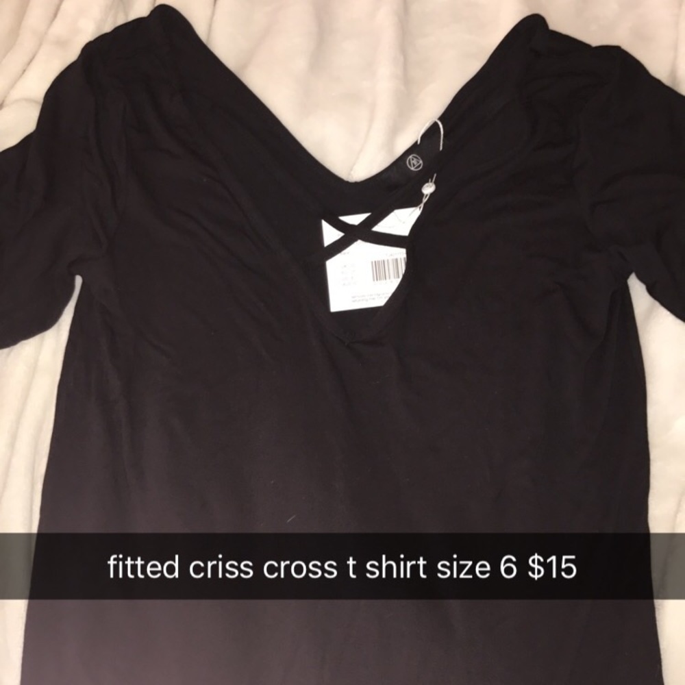 black fitted t shirt with front detail