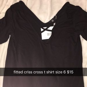 black fitted t shirt with front detail