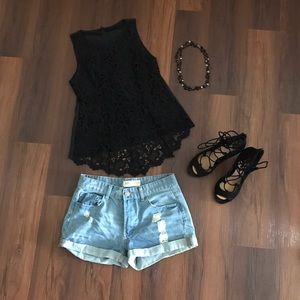 Black embroidered lace top Black embroidered lace top