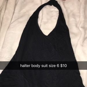 black halter body suit