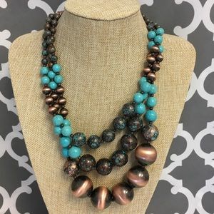 Bubble Bead Turquoise Copper Necklace