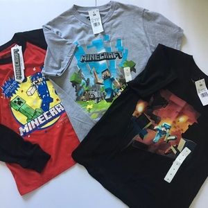 NWT Boys Lot of 3 Minecraft Screen Tees Sz S
