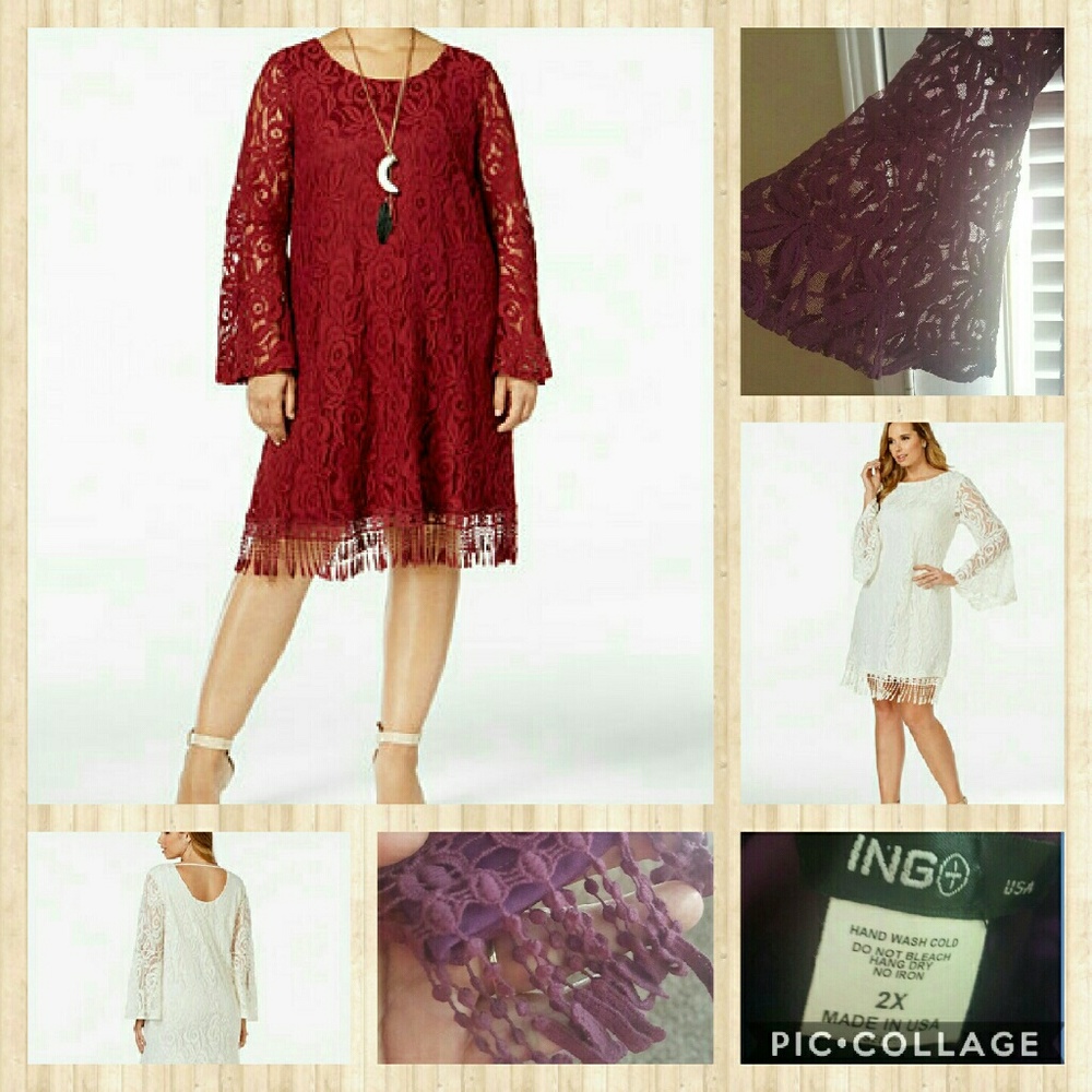 SOLD***Plus size Lace Fringe-Trim Dress NWOT