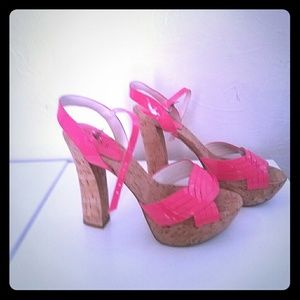 Guess pink platform sandals