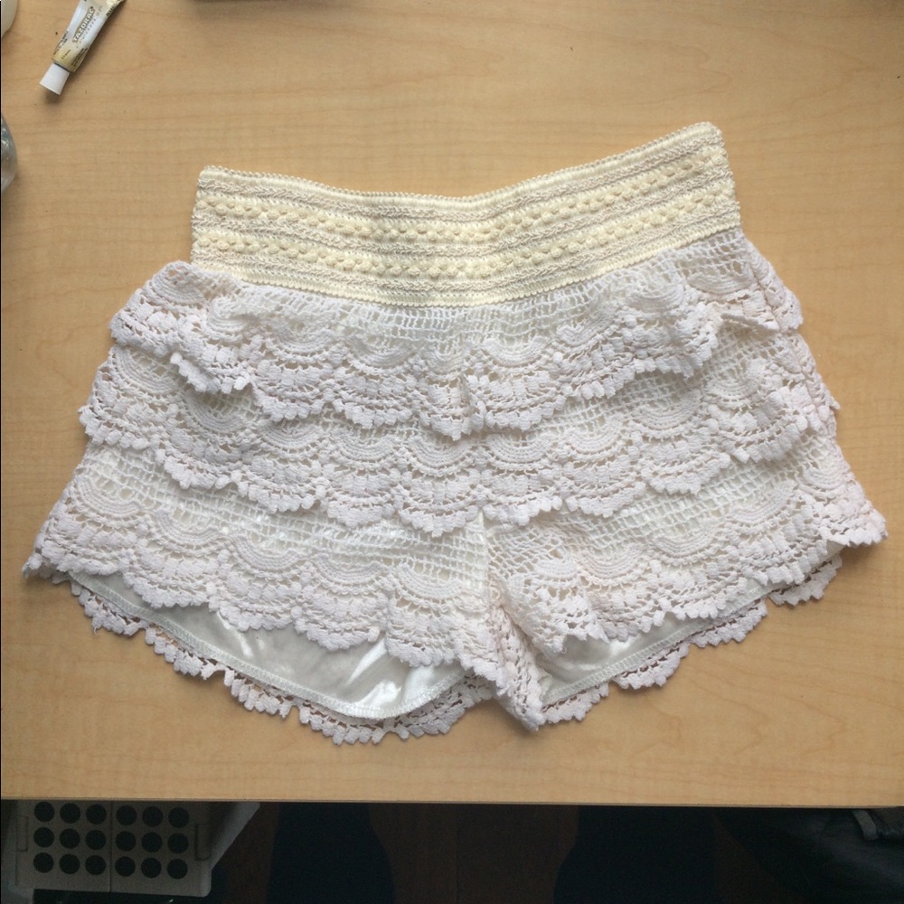 White Lace Shorts
