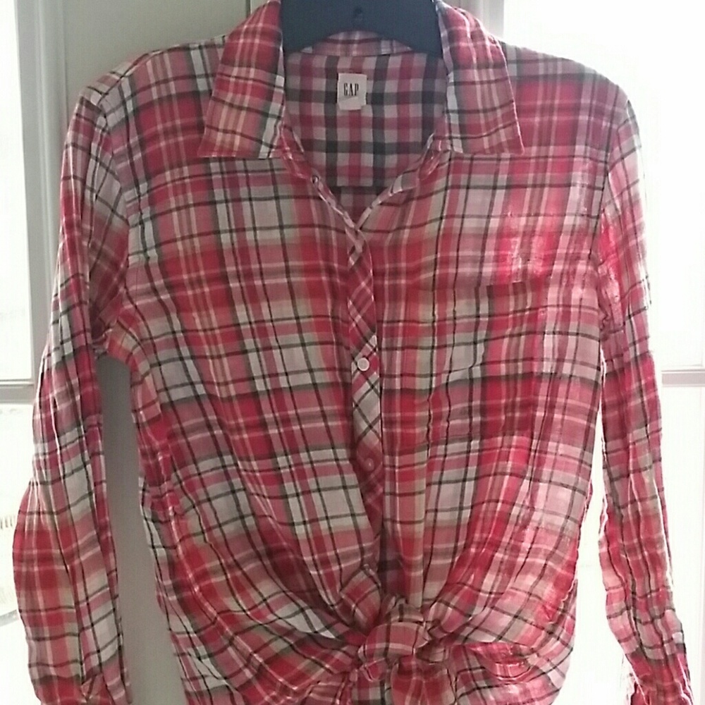 Plaid red and blue button down